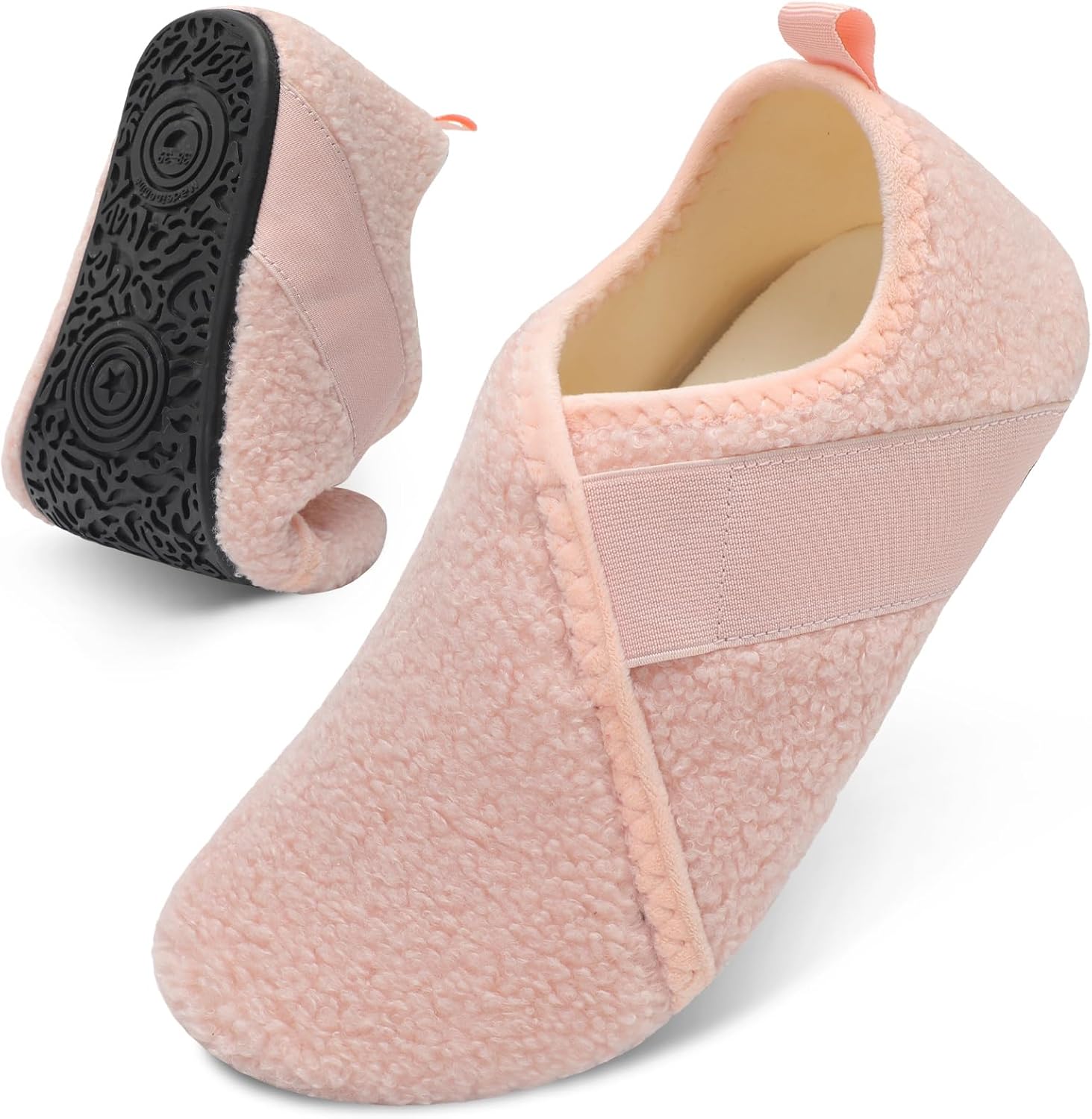 

Домашние тапочки Besroad для женщин и мужчин, удобные тапочки-носки с меховой отделкой, мягкой резиновой подошвой для дома, спальни, путешествий и йоги, розовый