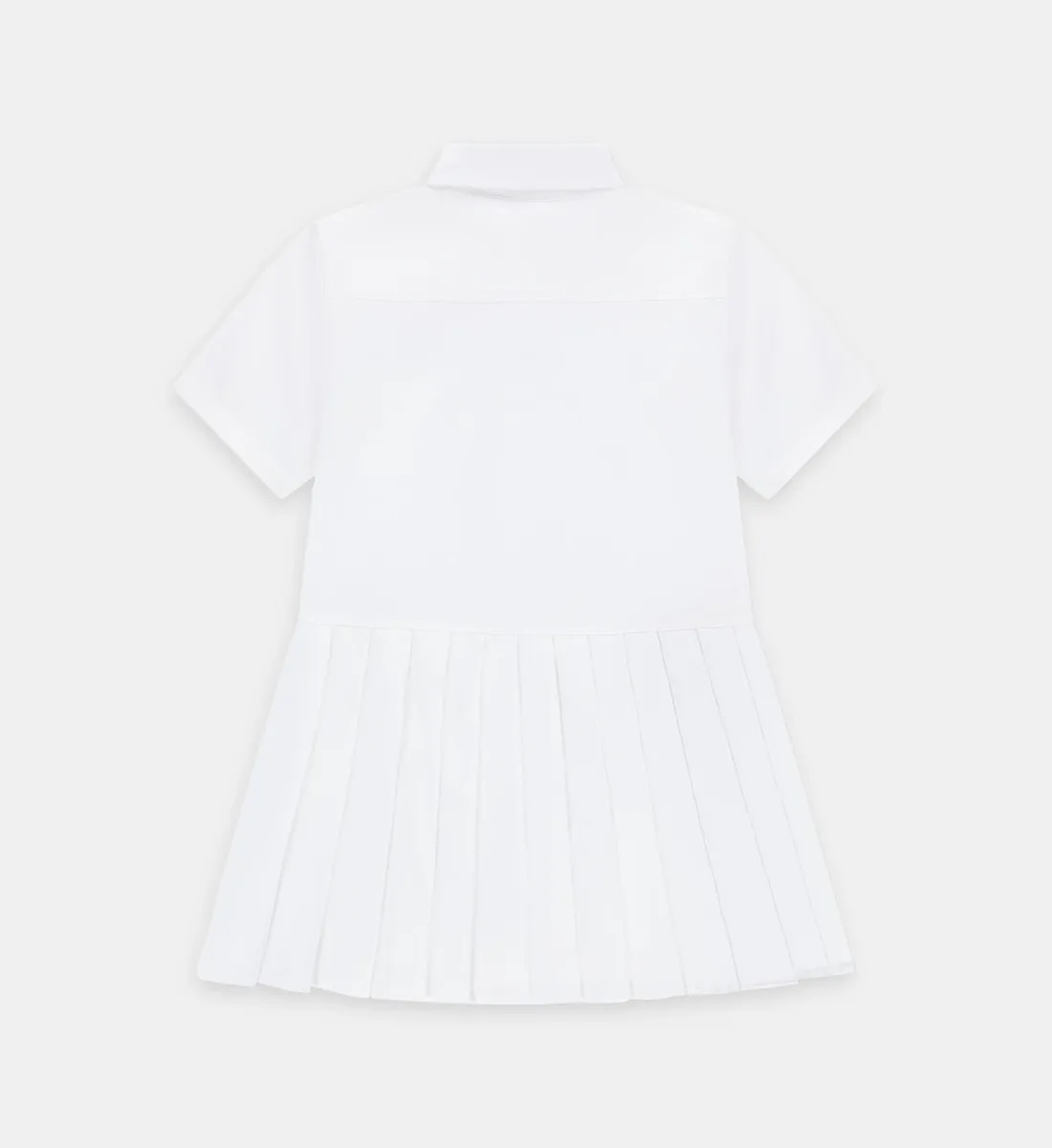 Прямое плиссированное платье-рубашка из фирменной попелины Lacoste, белый — фото 2