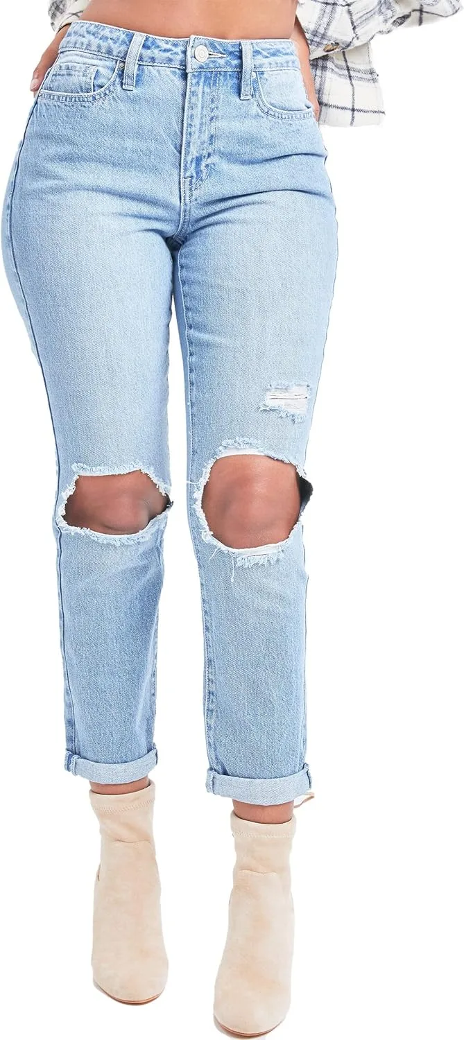 

YMI Women's Junior Hybrid Dream High-Rise Mom Fit Ankle Jean