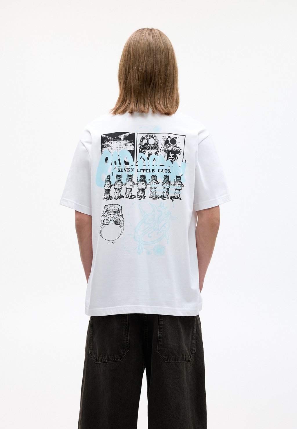 

Футболка с принтом SEVEN CATS GRAPHIC PULL&BEAR, белый