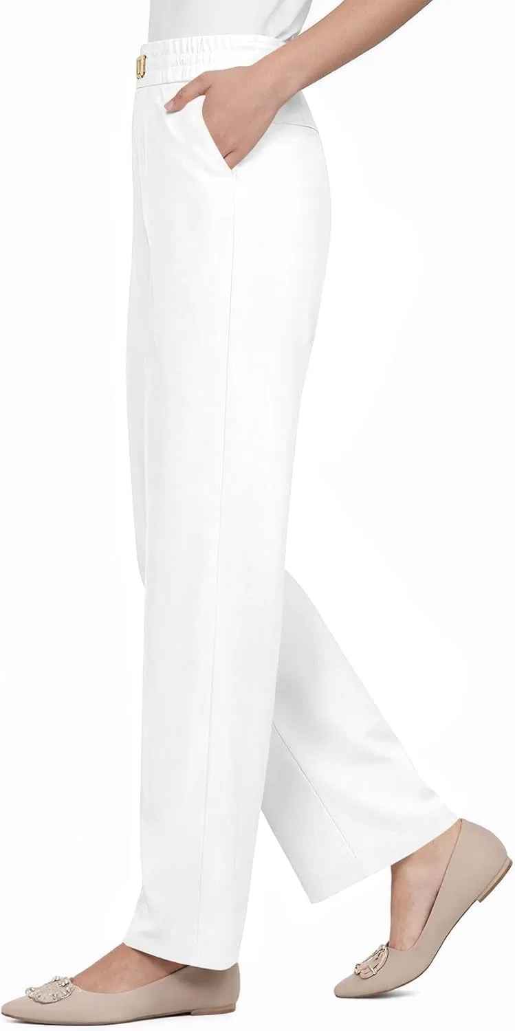 Эластичные рабочие брюки для женщин Perfect Drape с высокой посадкой на резинке, мягкие, как шелк, и удобные Generic, белый — фото 3