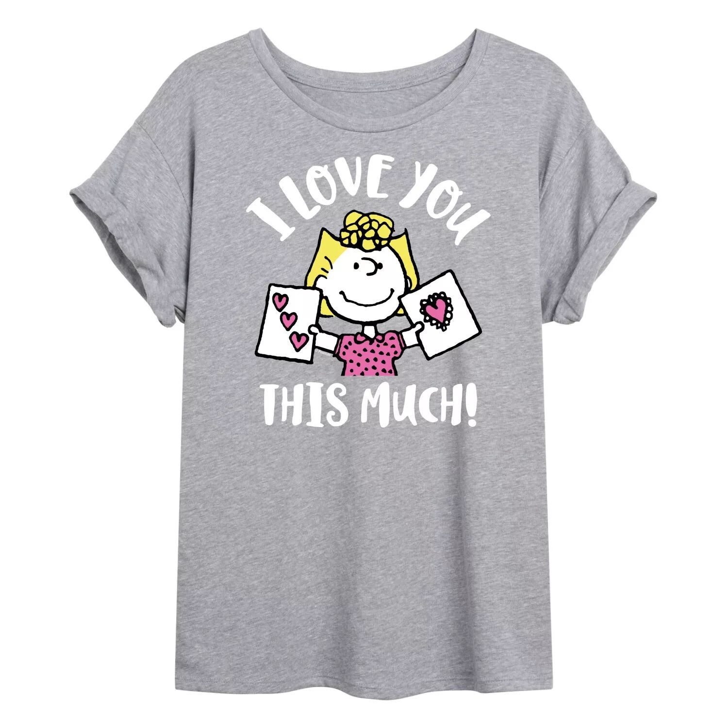 

Детская струящаяся футболка Peanuts I Love You Licensed Character, серый