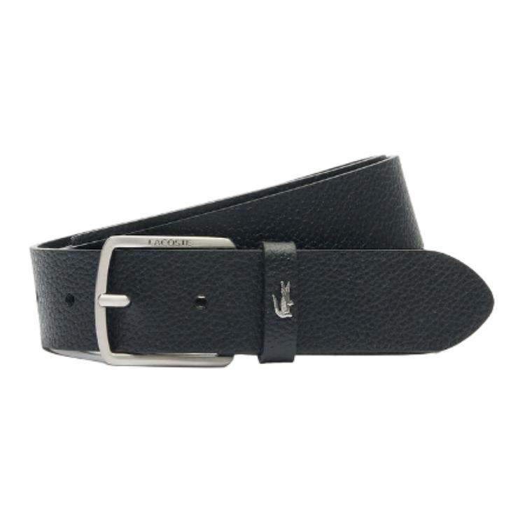 

LACOSTE Мужской кожаный ремень из коровьей кожи черный шириной 3.5 см, Black