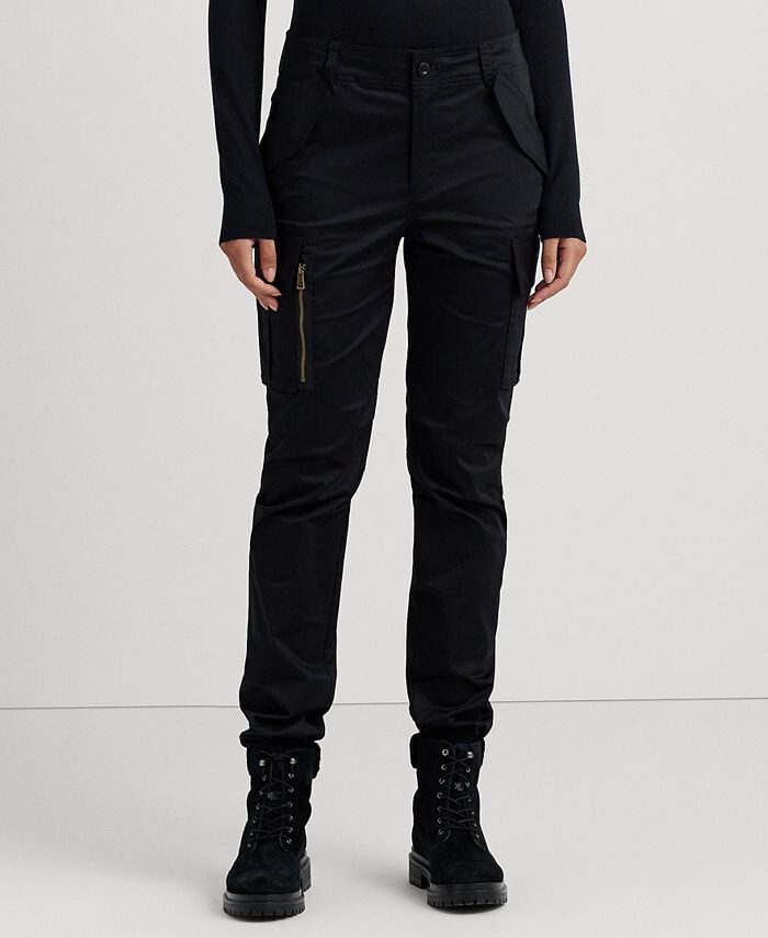 

Женские брюки-карго из хлопкового сатина Lauren Ralph Lauren, черный