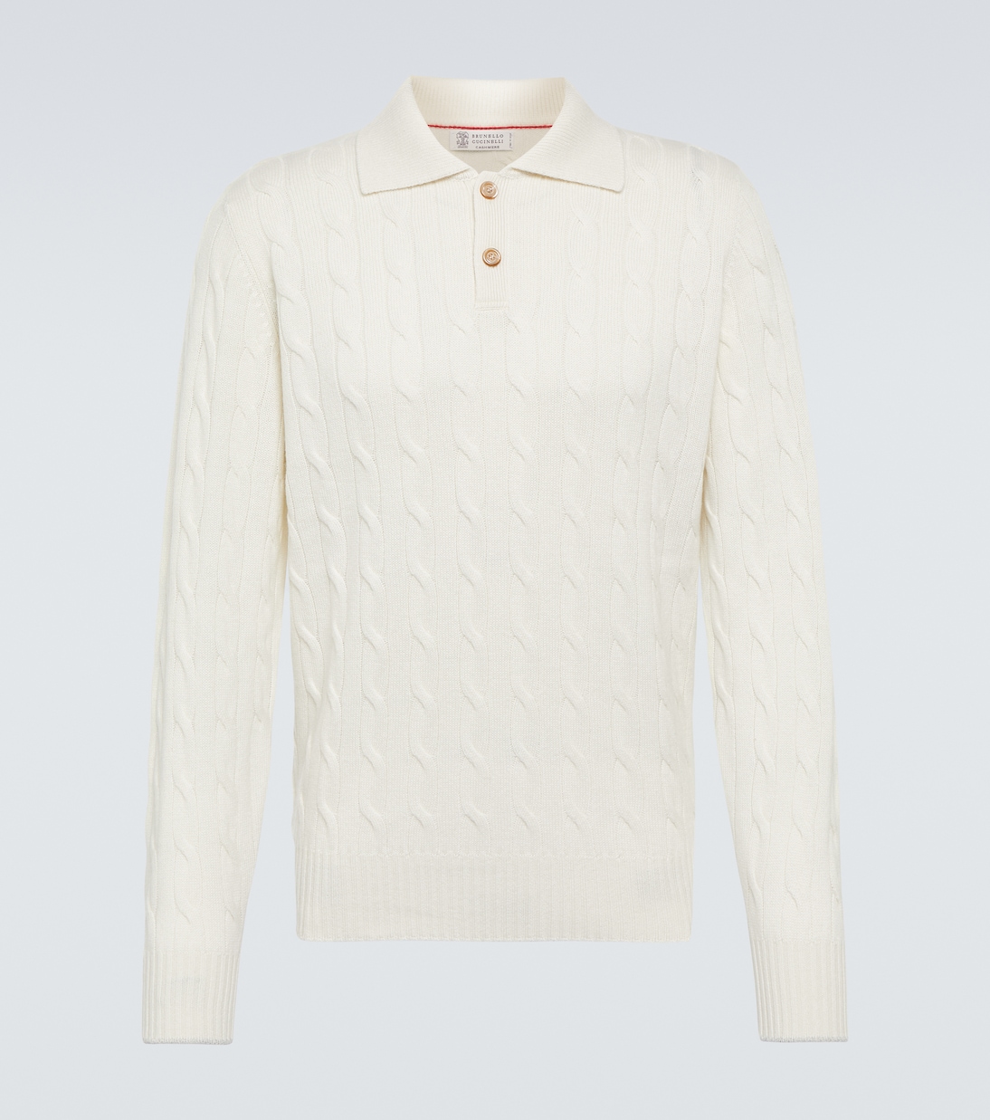 

Кашемировый свитер-поло с косой вязкой Brunello Cucinelli, Panama