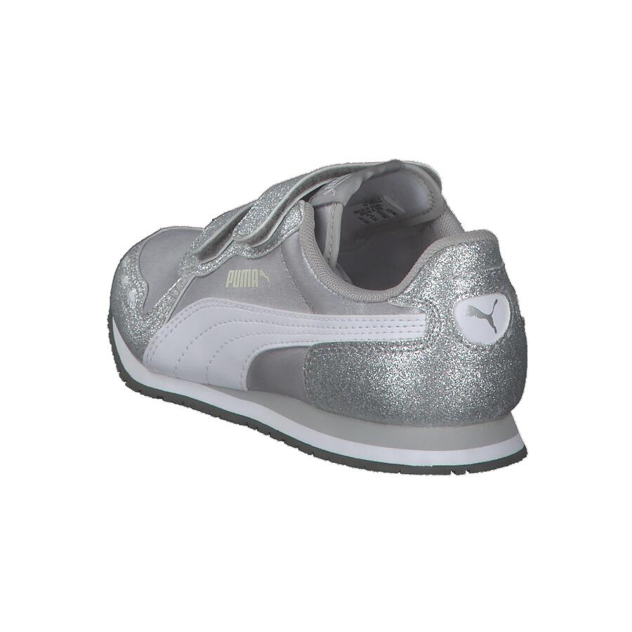 Кроссовки детские PUMA Cabana Racer Glitz V PS, серебристые, для девочек, 370985 — фото 4