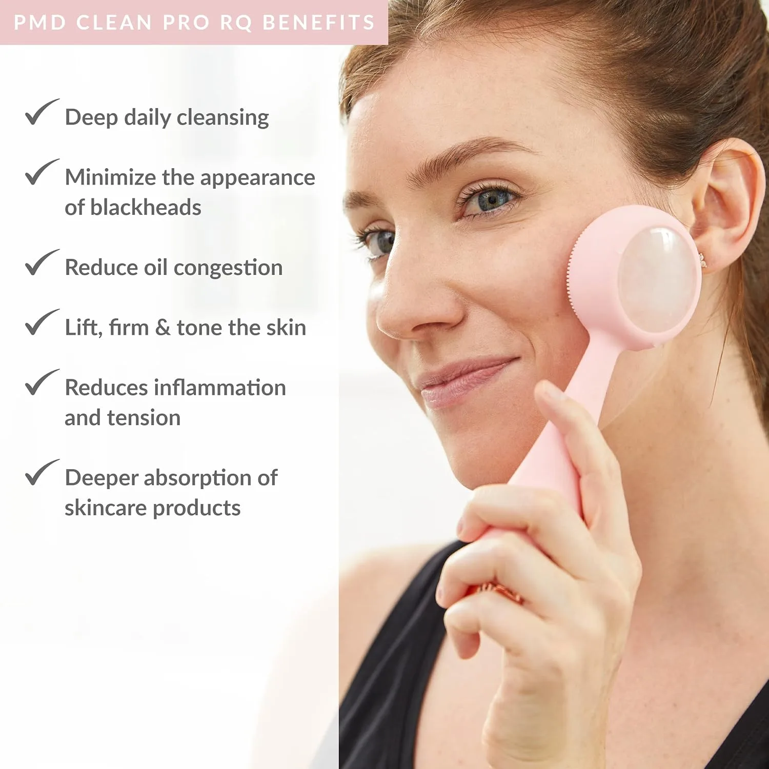 Clean Pro OB - Интеллектуальное устройство для очищения лица Pmd Beauty, Blush Rose Quartz + Starter — фото 2