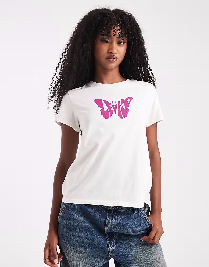 

Футболка Perfect с изображением бабочки кремового цвета Levi'S, Бежевый, Футболка Perfect с изображением бабочки кремового цвета Levi'S