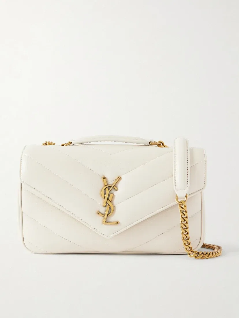 Маленькая сумка на плечо Loulou из стеганой кожи SAINT LAURENT, белый