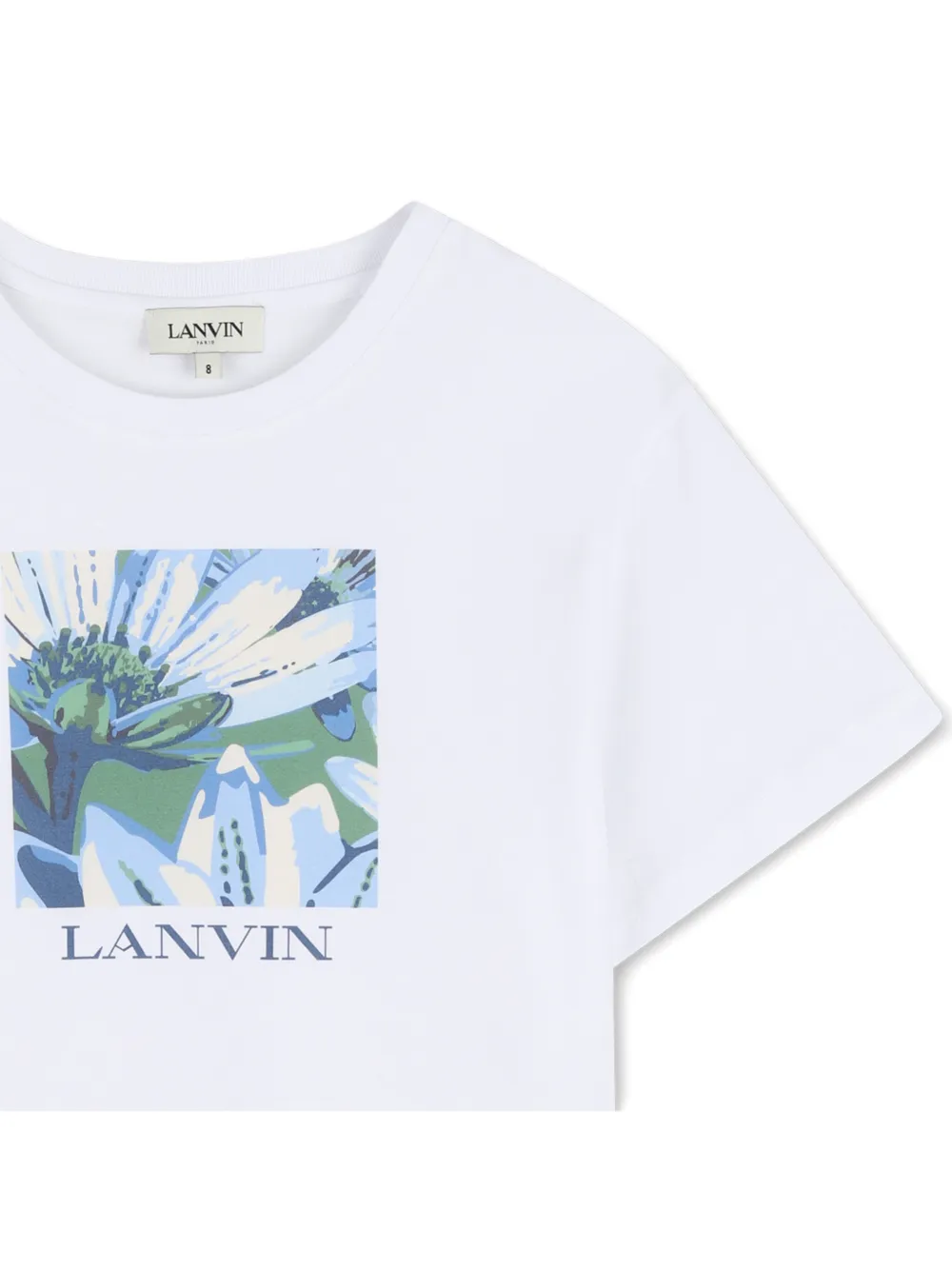 Футболка с цветочным принтом Lanvin Enfant, белый — фото 3