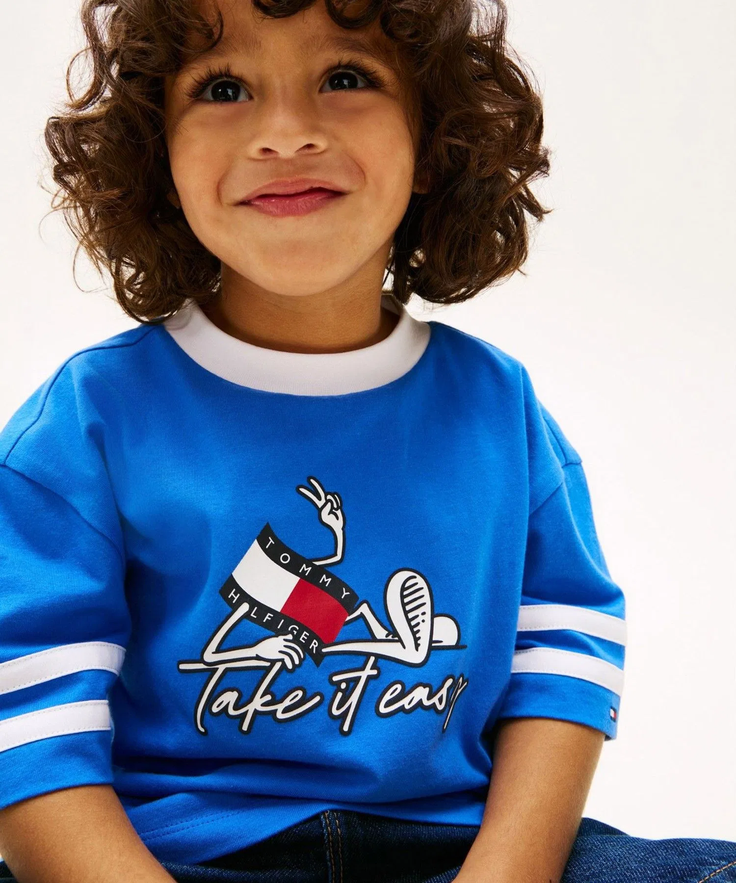 Детская футболка с принтом TOMMY HILFIGER, белая — фото 2