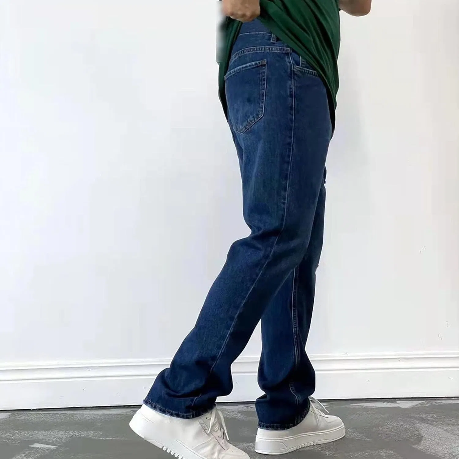 Джинсы прямого кроя, Slim Fit, Темно-синий — фото 2