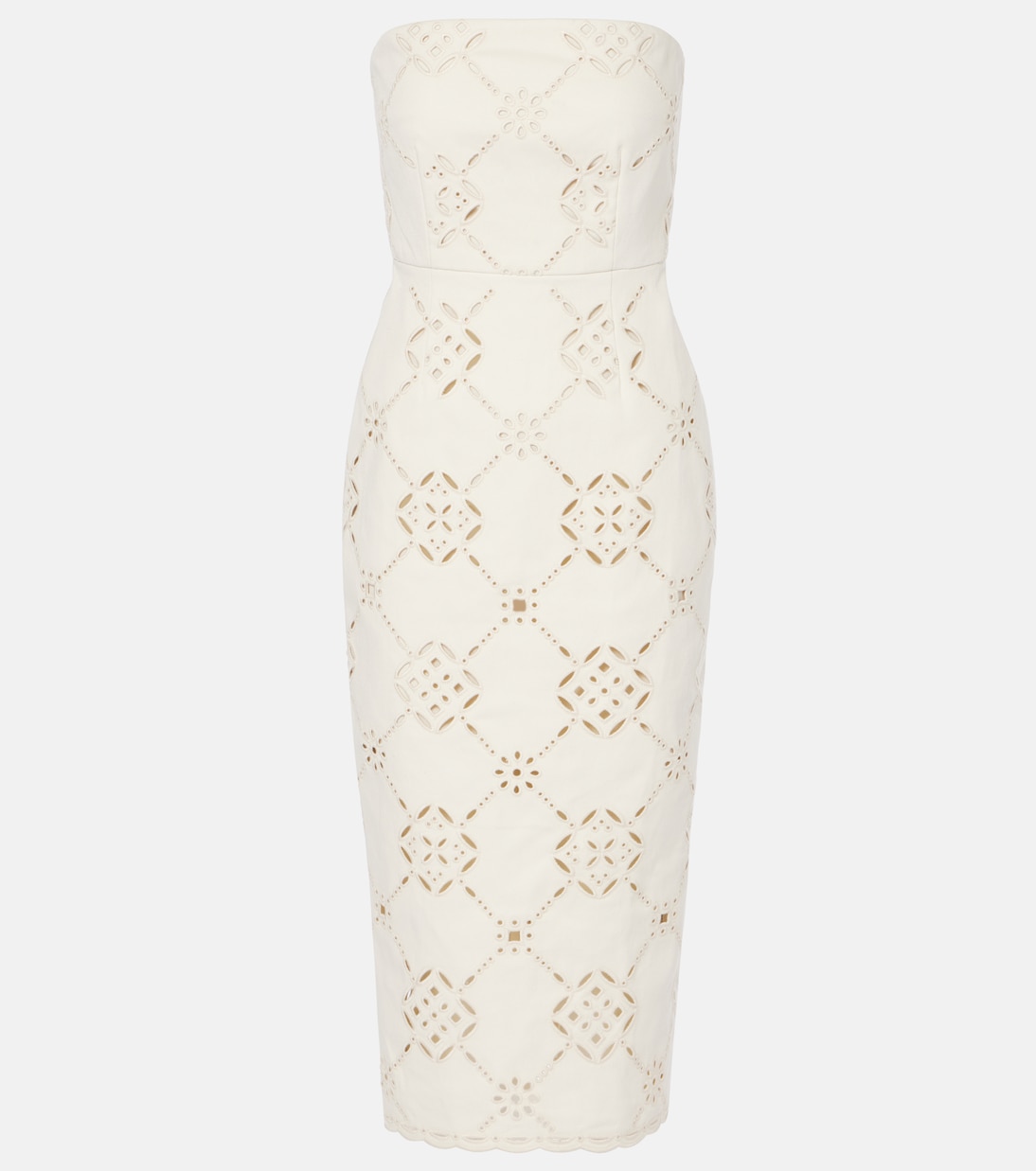 

Хлопковое платье миди Nettia с вышивкой Veronica Beard, экрю