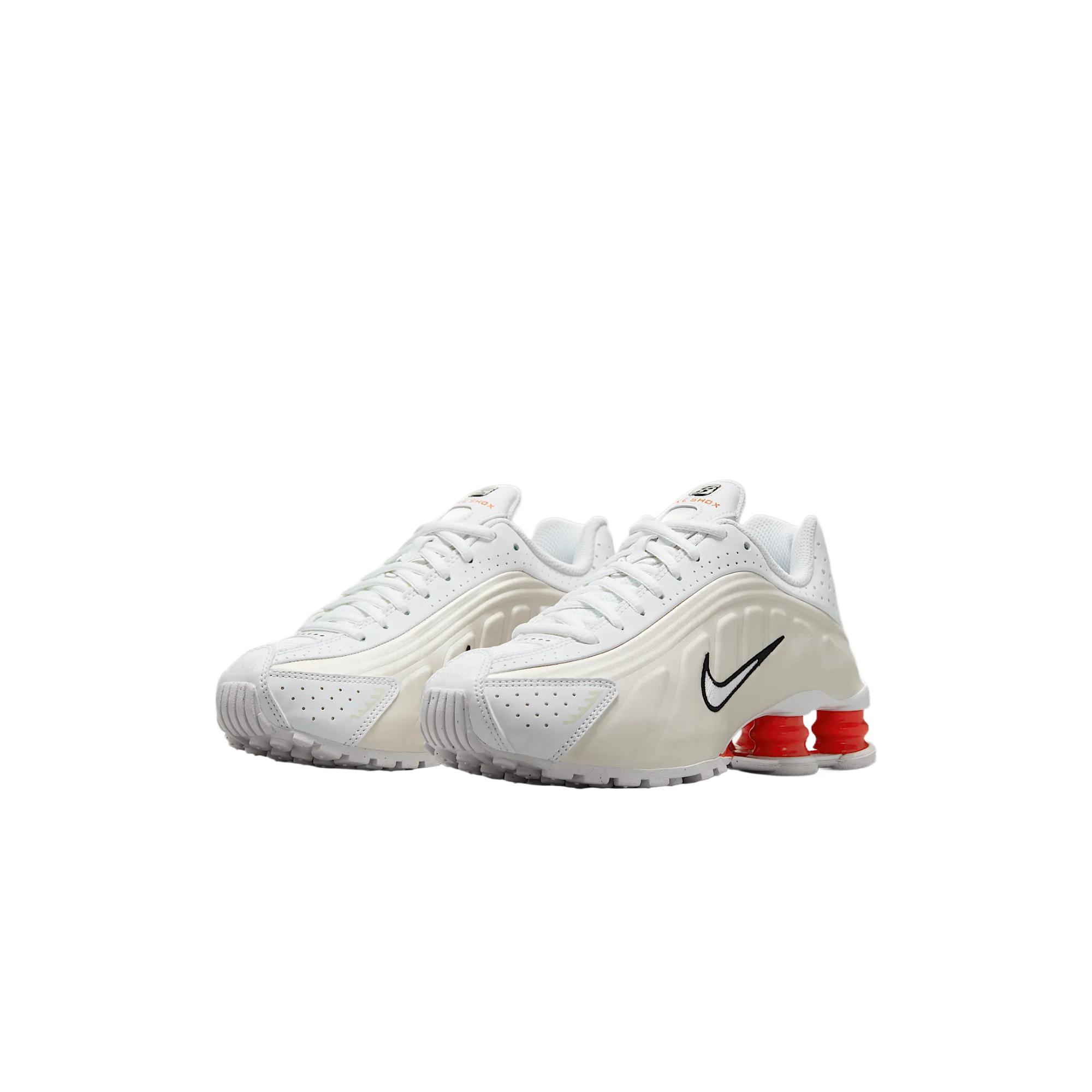 Детские тренировочные кроссовки Shox R4 Nike, белый/серый/красный — фото 3