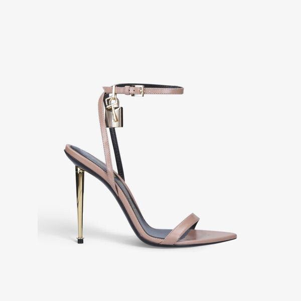 Кожаные босоножки на каблуке с замком Tom Ford, красный