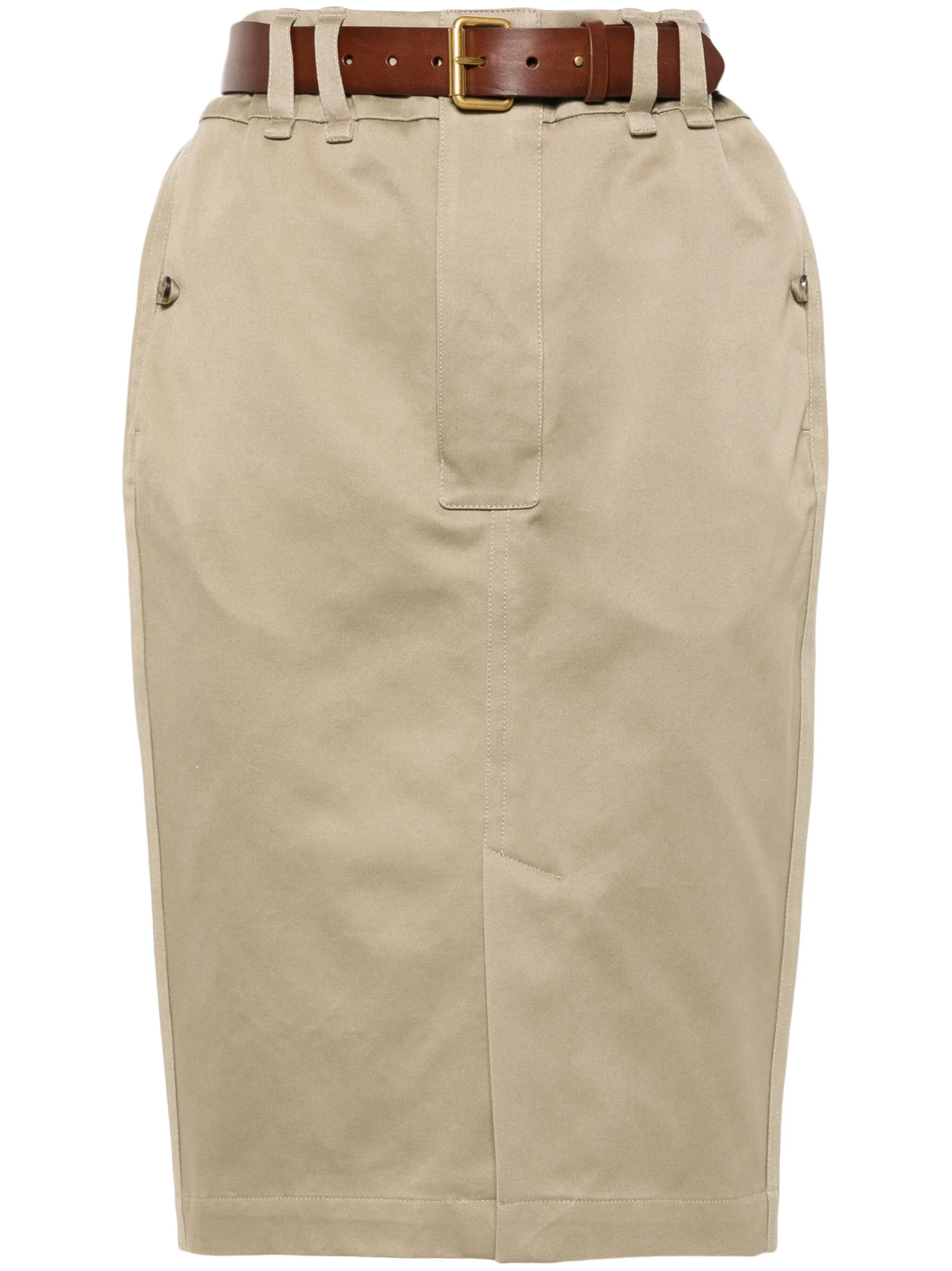 

Габардиновая юбка-карандаш с поясом Saint Laurent, бежевый