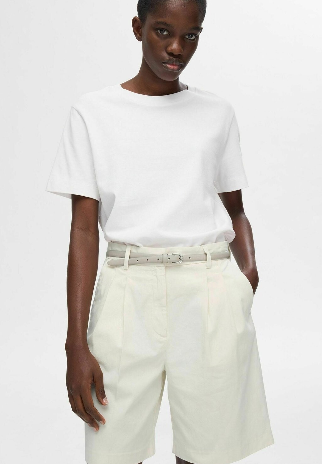 

Шорты HIGH WAIST Selected Femme, бежевый