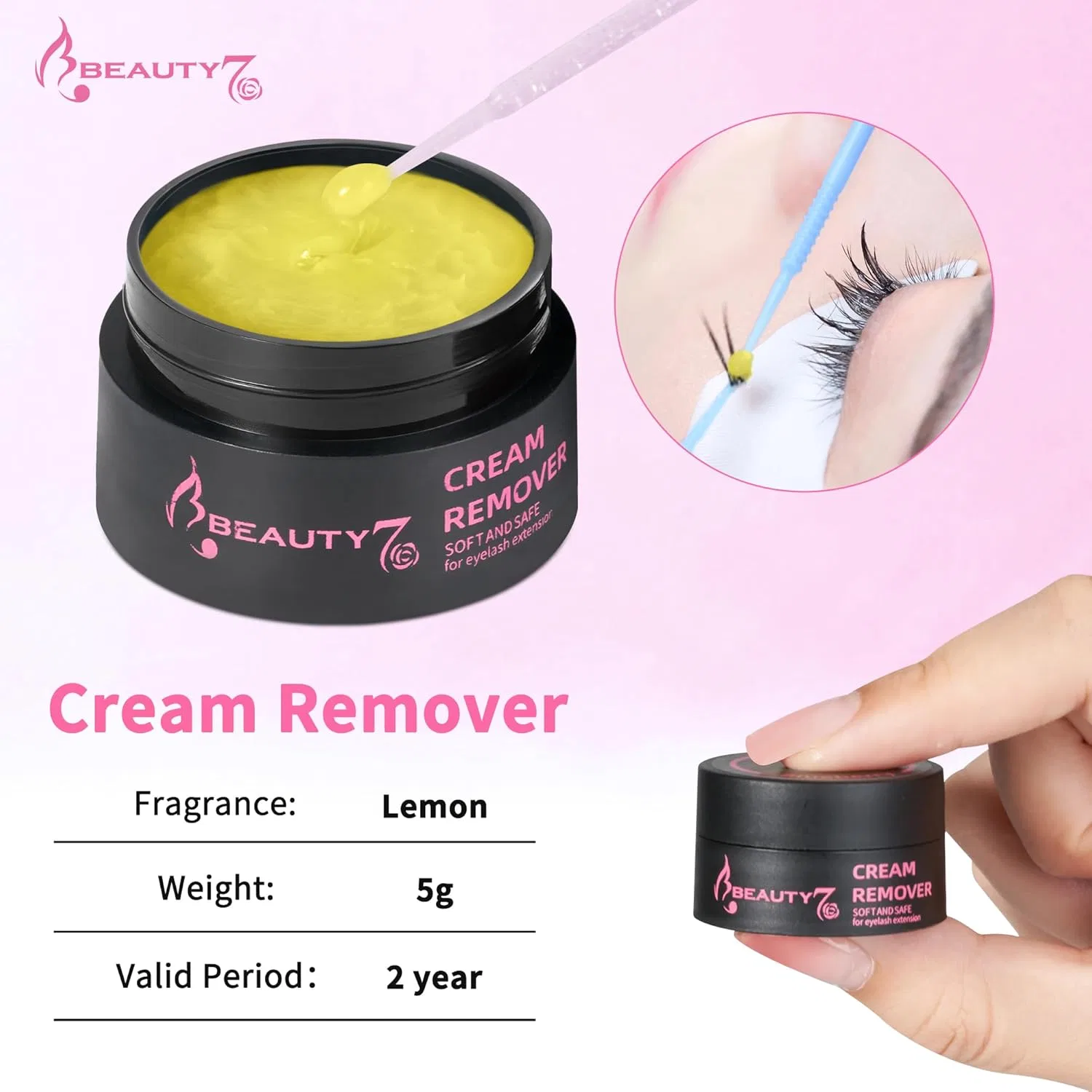 Крем для лица Beauty7 — Ремувер для снятия нарощенных ресниц , , лимон , Yellow, 5 мл — фото 3