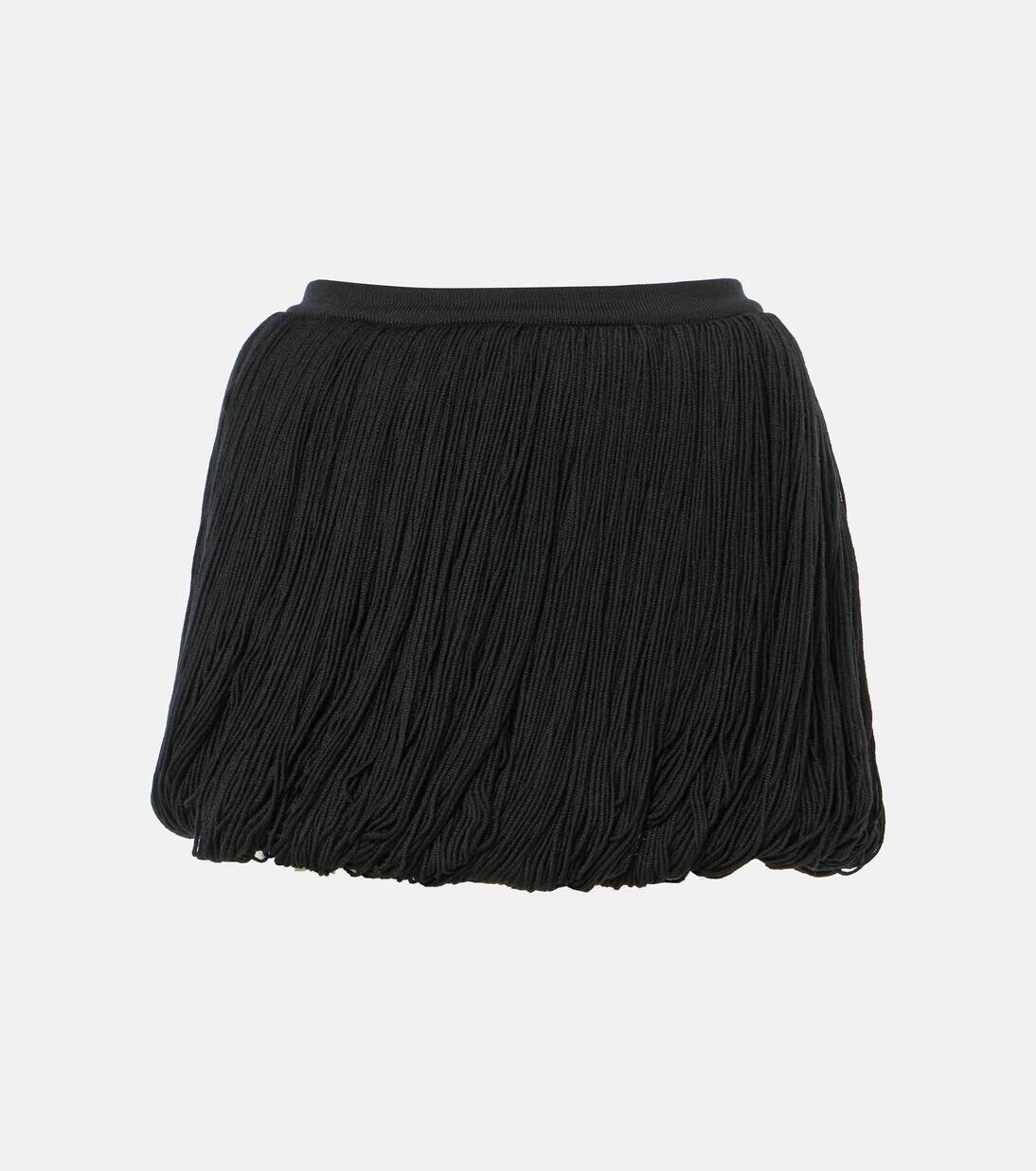 

Мини-юбка из шерсти с бахромой Alaïa, цвет noir alaia