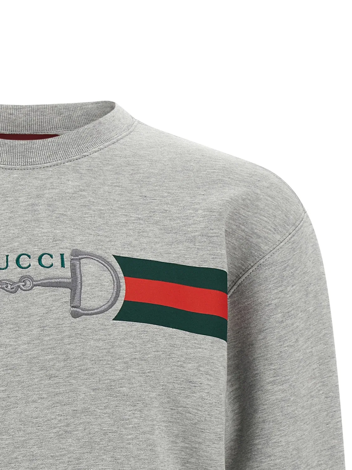Свитшот с лентой Web и застежкой Horsebit GUCCI, серый — фото 3