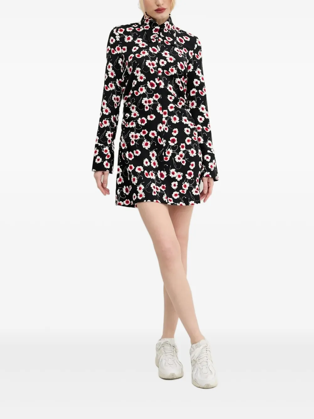 

Платье-рубашка мини с цветочным принтом Desigual, черный