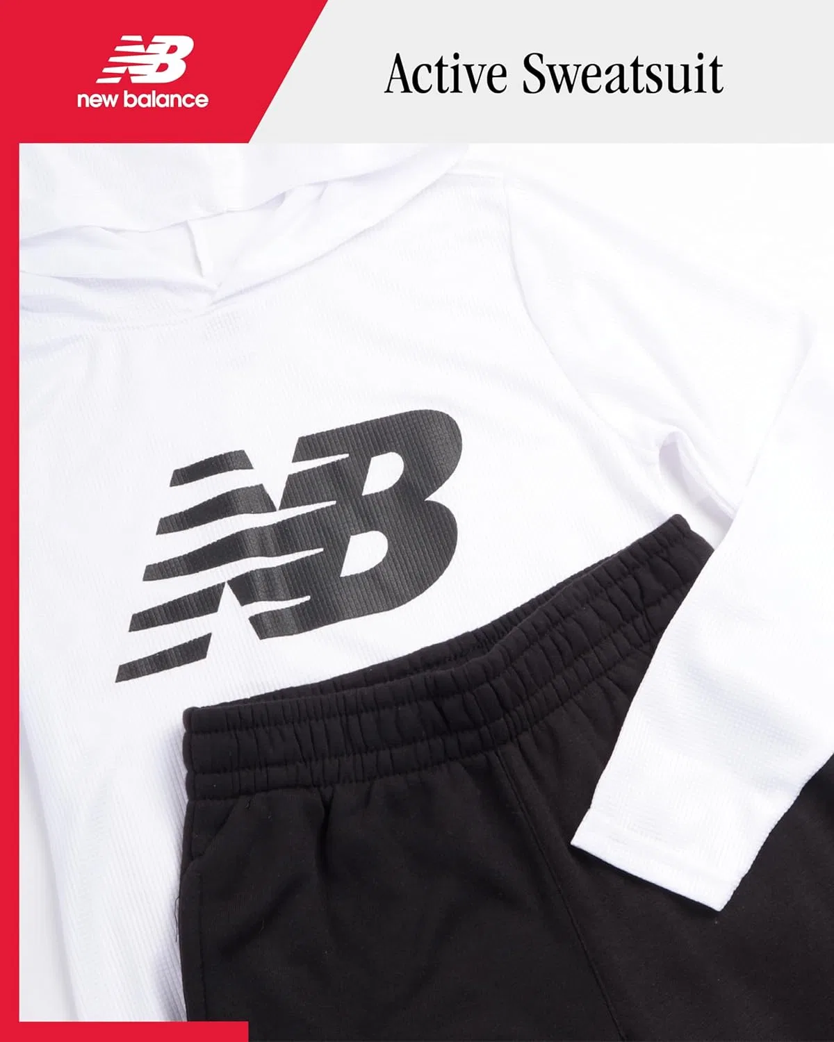 Детский спортивный костюм New Balance, 2 предмета, белый/черный — фото 2