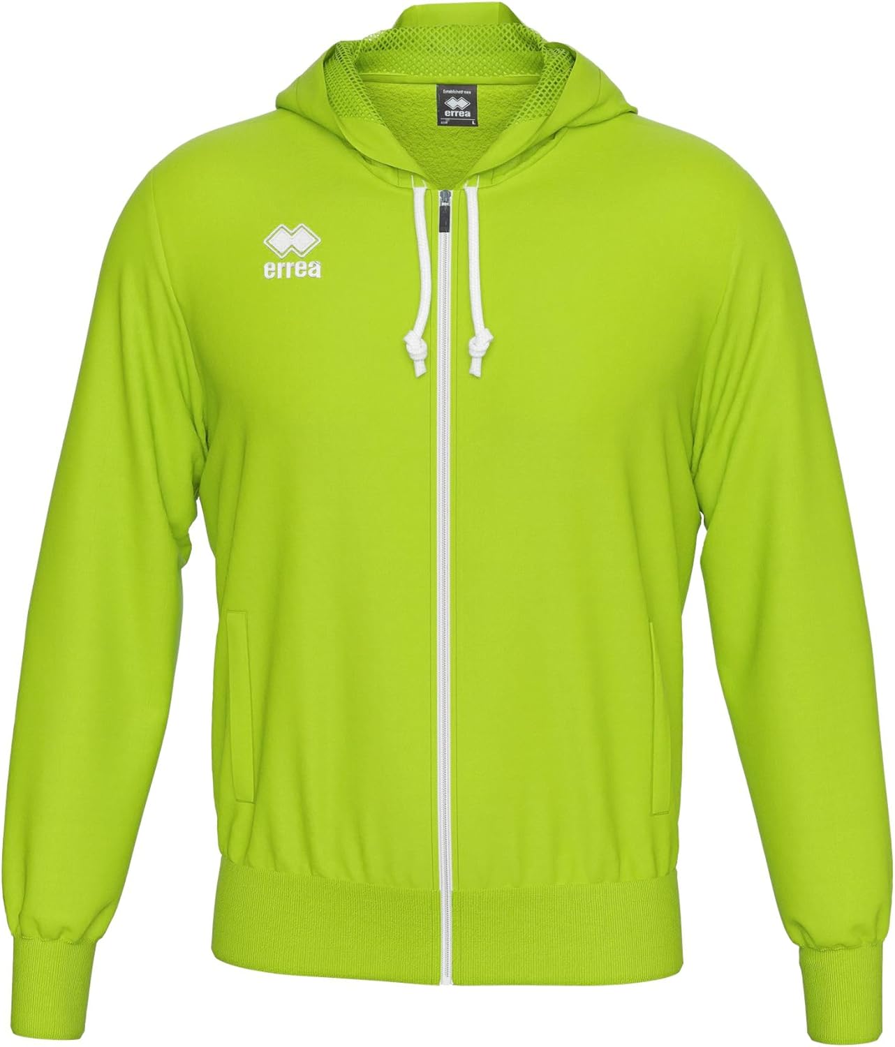 

Худи ERREA на молнии, унисекс JACOB, капюшон на сетчатой подкладке, карман-кенгуру, ребристые рукава, ребристый низ, неоново-зеленый