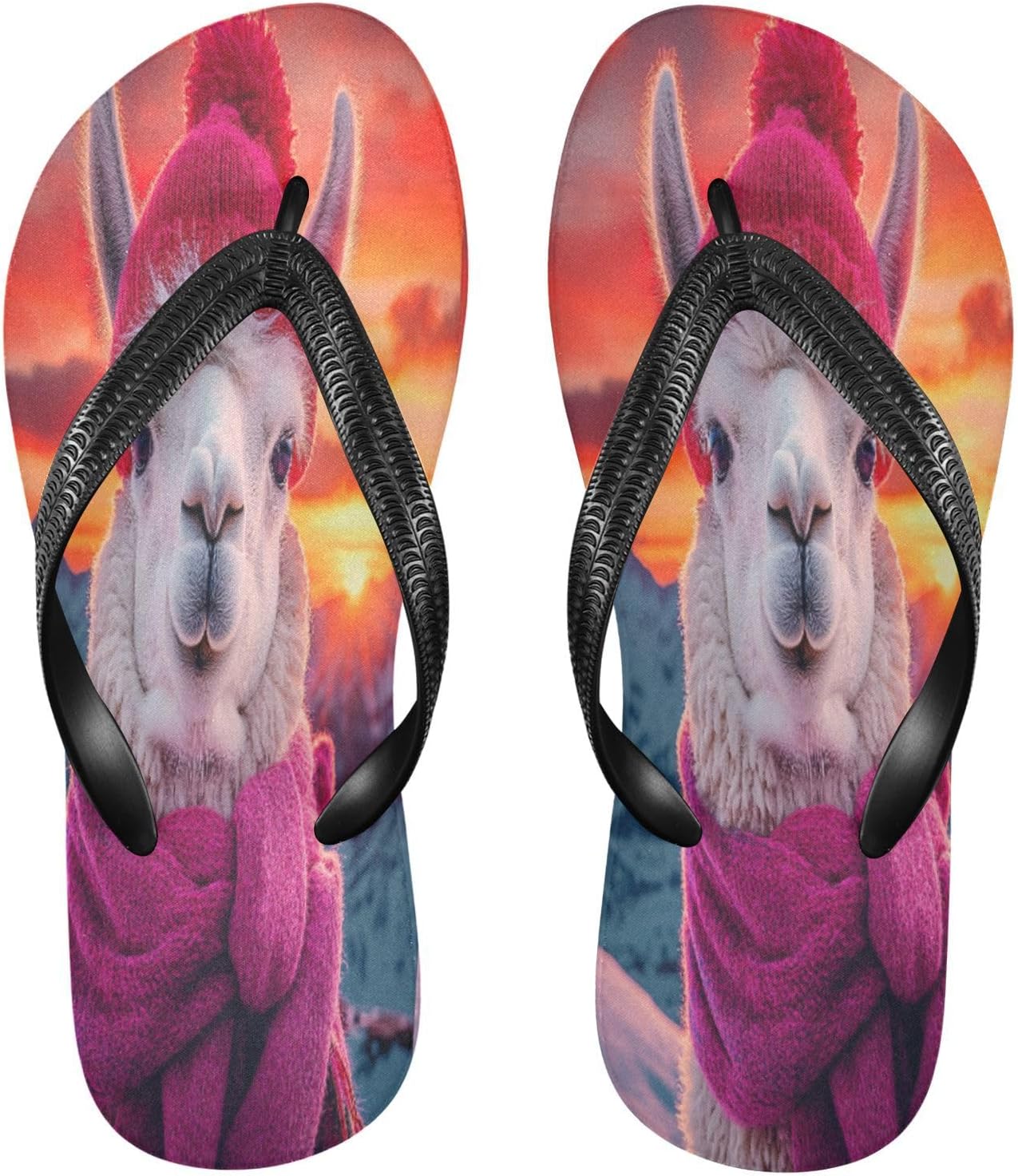 

Вьетнамки с рисунком альпаки, шарф, закатный оранжевый, пляжные шлепанцы, резиновые, противоскользящие, летние тапочки для женщин и мужчин, для прогулок Sinestour