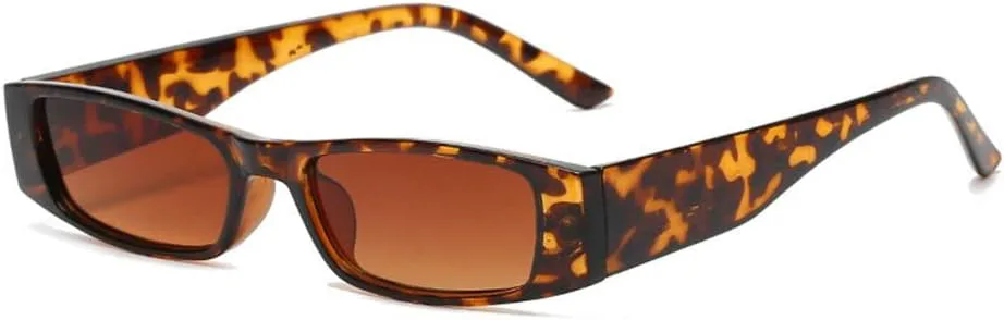 

1 шт. Маленькие прямоугольные солнцезащитные очки унисекс в ретро-стиле с узкой оправой, солнцезащитные очки с защитой от УФ-излучения UV400 LANGSER, A-bright Leopard