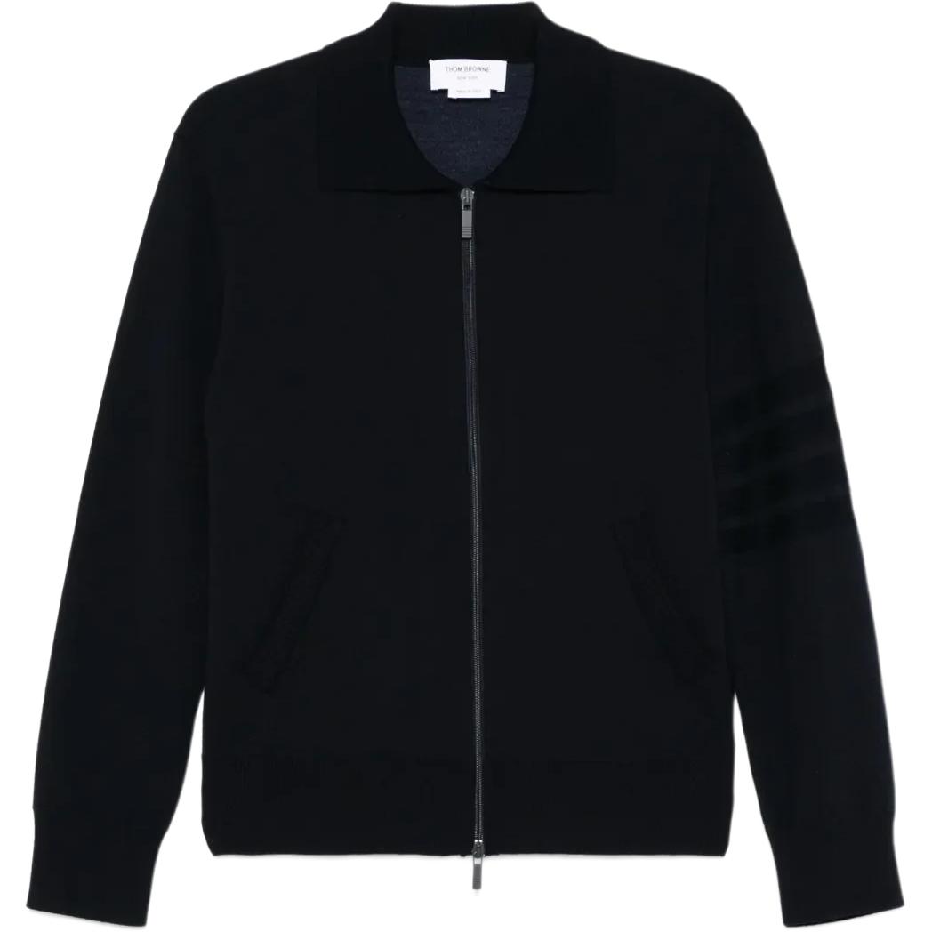 

THOM BROWNE Четырехполосный кардиган на молнии, Marine Blue