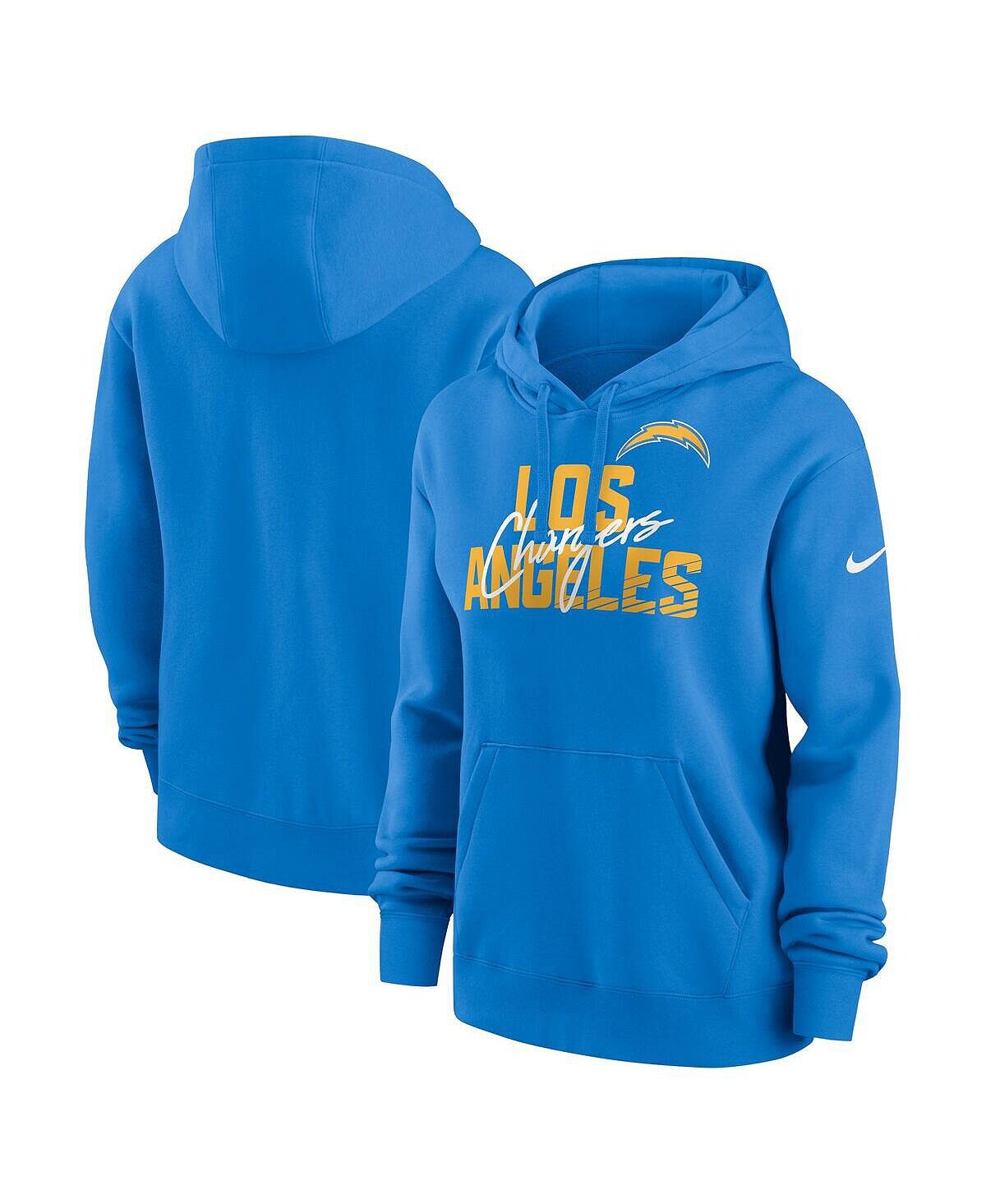Женский флисовый пуловер с капюшоном цвета Los Angeles Chargers Wordmark Club синего цвета Nike — фото 3