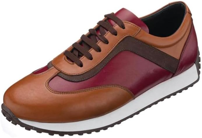 

Мужские кроссовки DALGALA большого размера из бордовой и табачной кожи ручной работы, легкие и модные