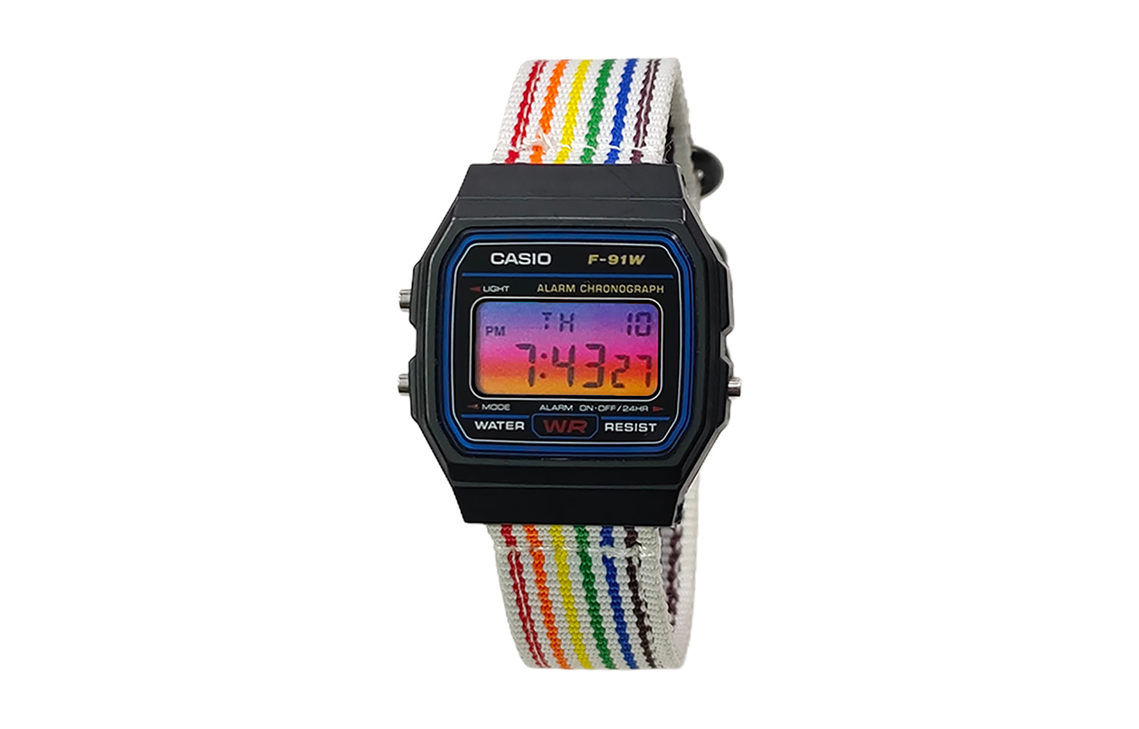 

CASIO Мужские часы Retrofit Series с кварцевым механизмом и нейлоновым ремешком, черный циферблат