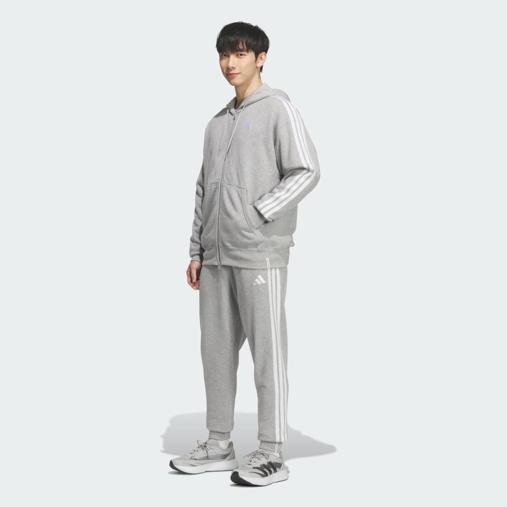Брюки Essentials Plus Regular Fit с тремя полосками, из французского махрового трикотажа, с манжетами. Adidas, gray — фото 3
