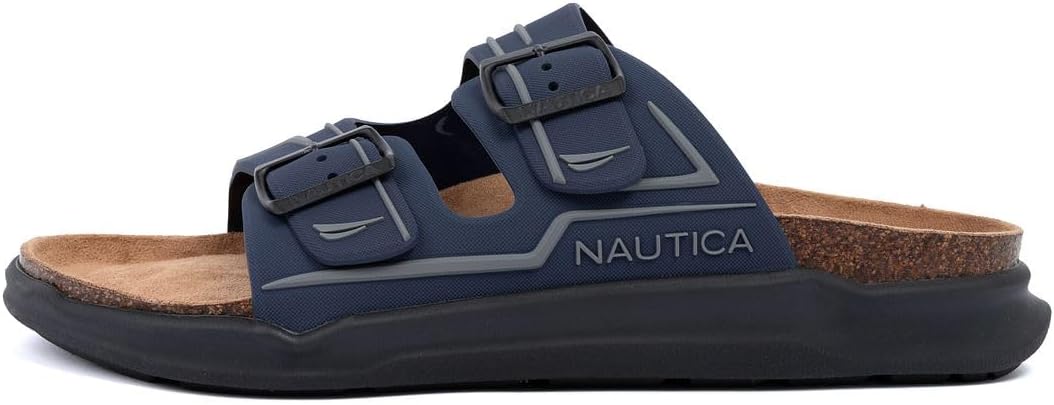 Мужские сандалии Nautica - повседневные шлепанцы с 2 регулируемыми пряжками и пробковой стелькой для максимального комфорта и стиля (обычная/широкая посадка, большой размер), Navy Charcoal — фото 2
