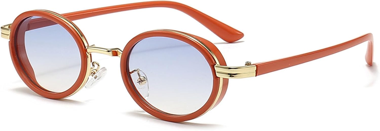 

Винтажные солнцезащитные очки в стиле стимпанк с оправой Ovel для женщин и мужчин, модные, полуметаллическая оправа, хип-хоп панк, защита от ультрафиолета UV400 Bsreyeop, Orange/Gradient Blue F5