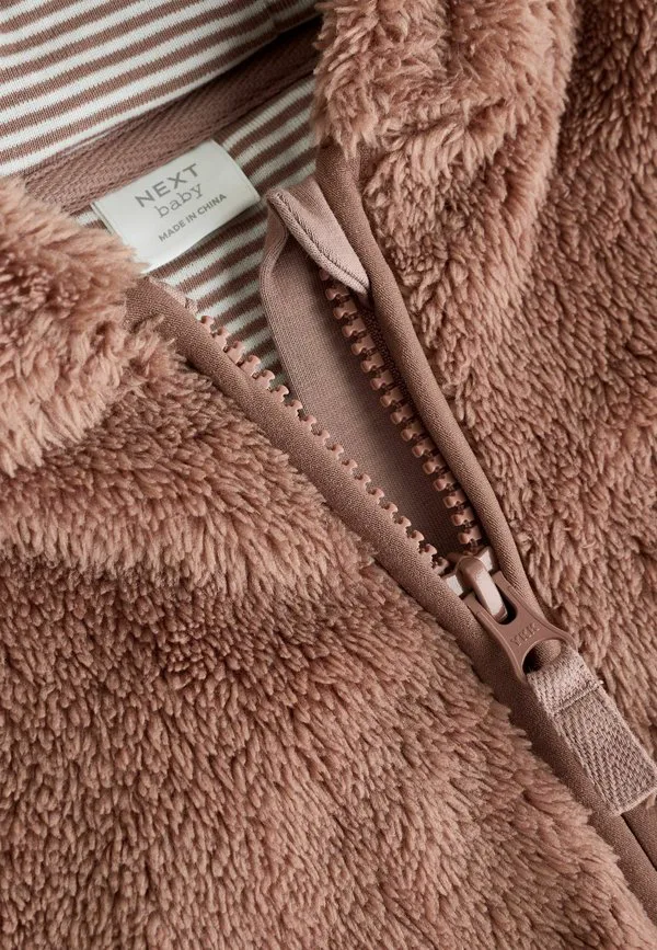 Куртка из флиса с капюшоном и толстовкой прямого кроя Next, Brown — фото 3