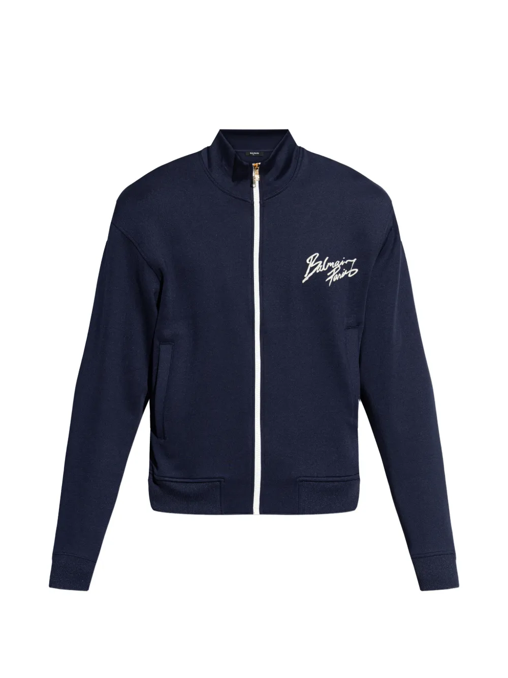 

Толстовка на молнии с вышитым логотипом Balmain, синий