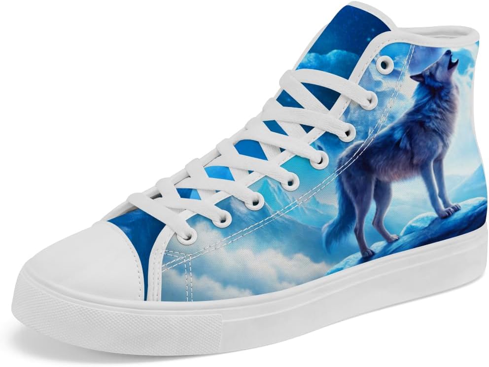 

Высокие кеды Wolf из канвы, высокие кроссовки на шнуровке, повседневная обувь для мужчин и женщин Chebing, синий