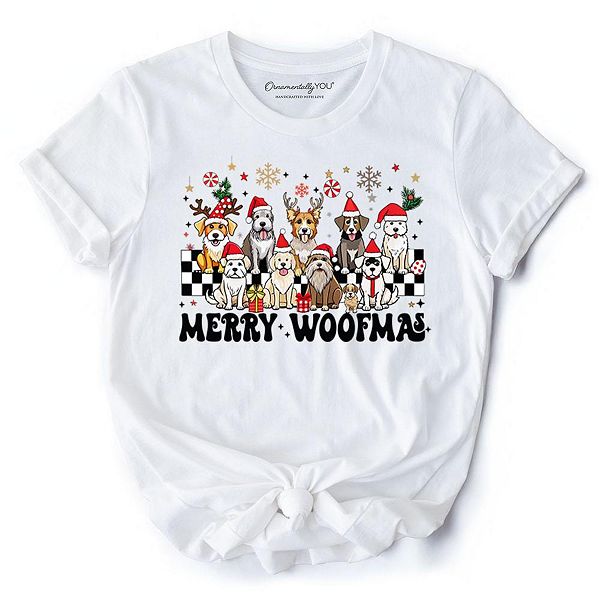 

Футболка Merry Woofmas с собаками в шапках Санты Ornamentallyyou, White, Белый, Футболка Merry Woofmas с собаками в шапках Санты Ornamentallyyou, White