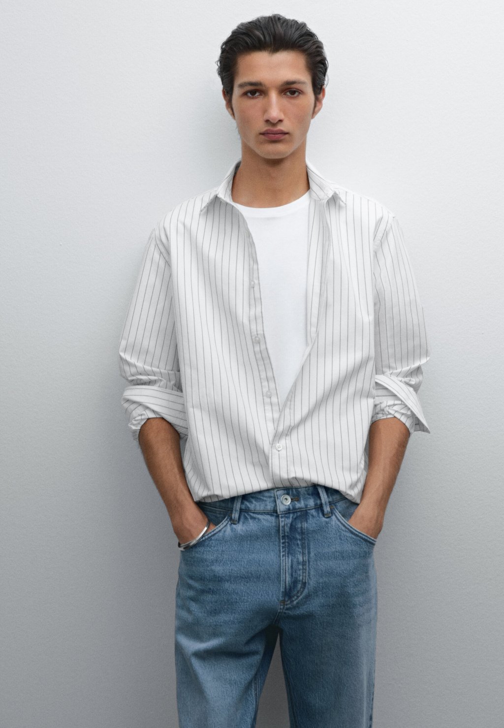 

Рубашка STRIPED OXFORD Massimo Dutti, белый