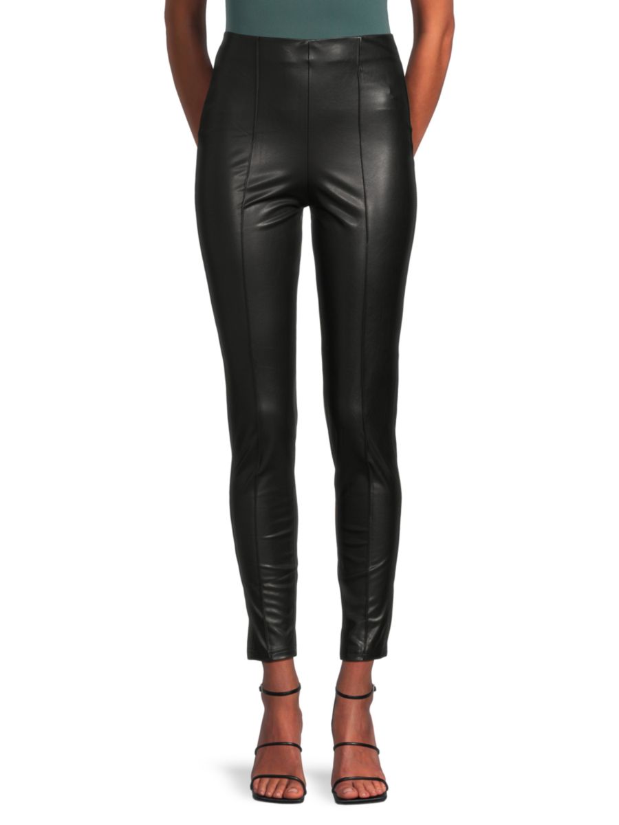 

Леггинсы из искусственной кожи с защипами RD style, черный