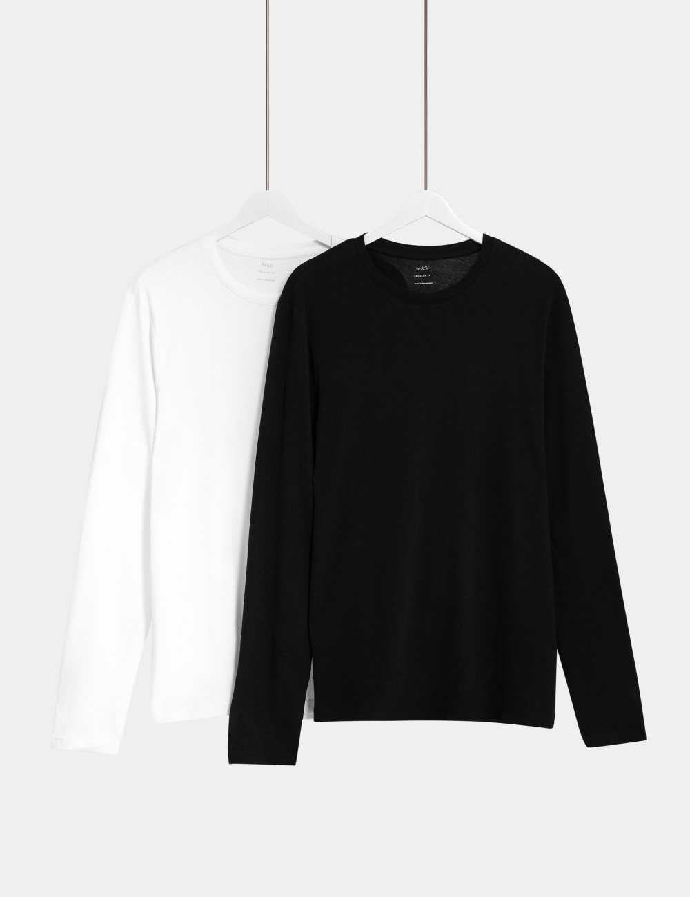 

2 пары футболок с длинным рукавом из чистого хлопка Marks & Spencer, черный
