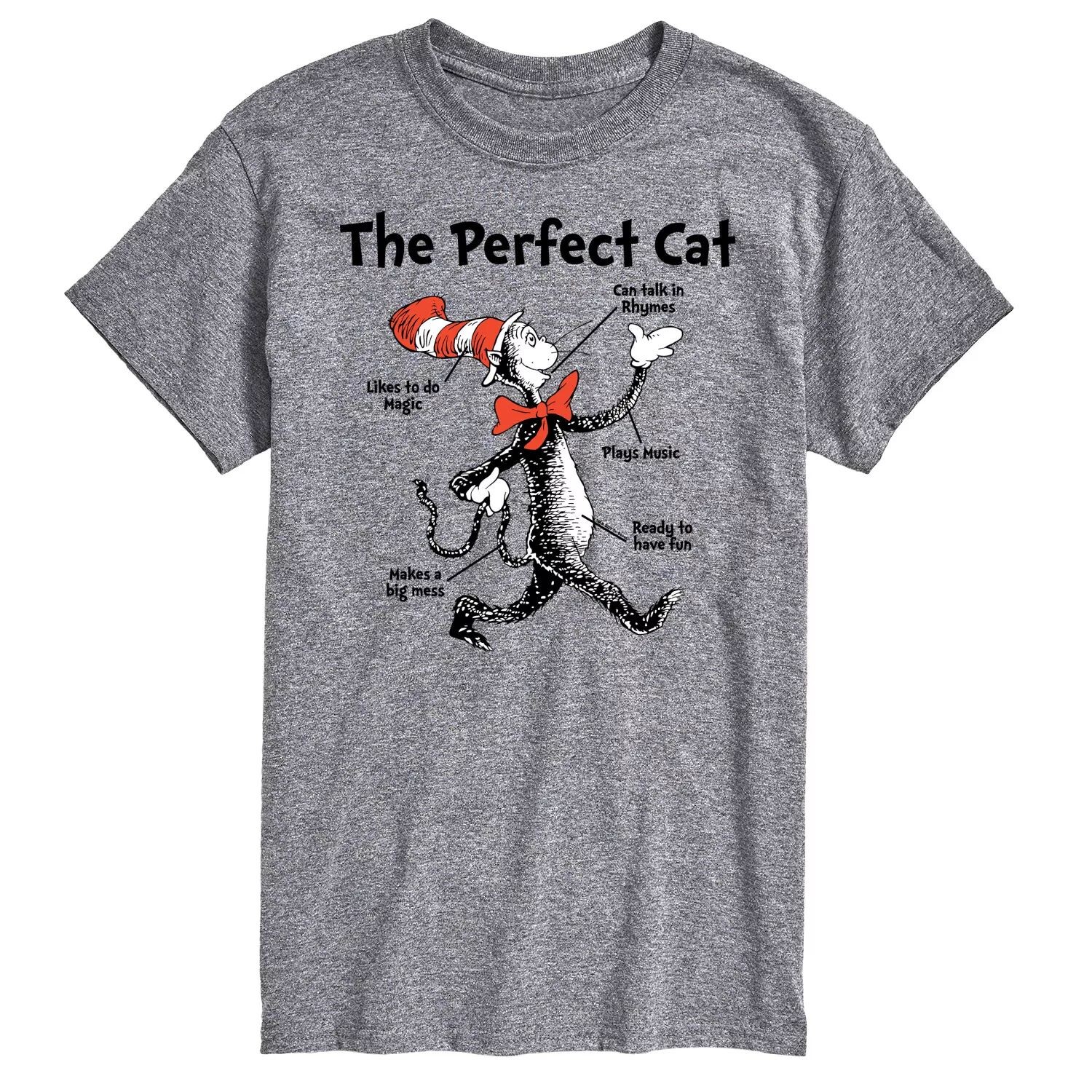 

Футболка Big & Tall Dr Seuss Perfect Cat License, серый