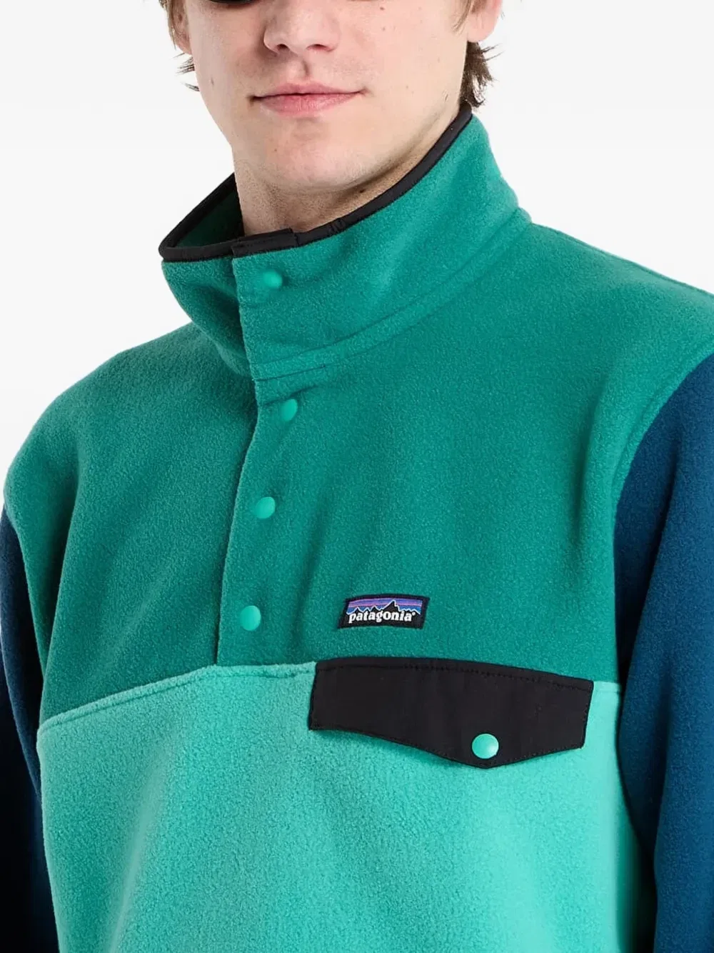 Толстовка Lightweight Synchilla Snap-T Fleece в стиле колор-блок Patagonia, зеленый — фото 4