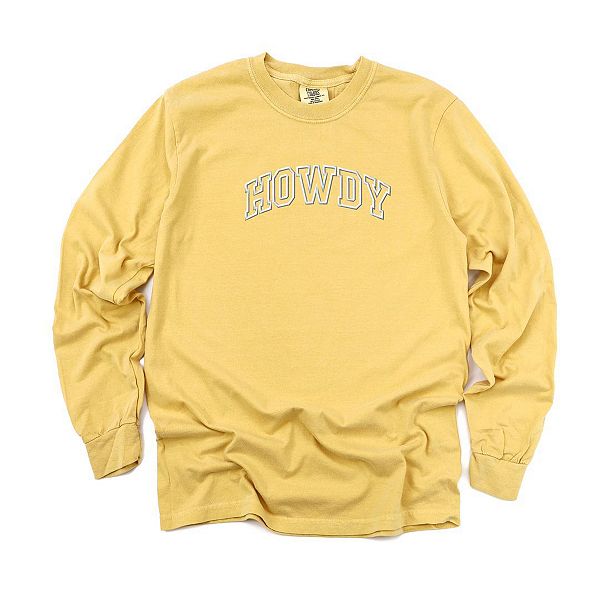 

Футболка с длинным рукавом Embroidered howdy varsity outline garment dyed Simply Sage Market, Mustard, Зеленый, Футболка с длинным рукавом Embroidered howdy varsity outline garment dyed Simply Sage Market, Mustard