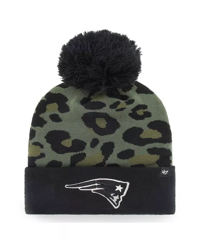 

Женская зеленая, черная вязаная шапка New England Patriots Bagheera с манжетами и помпоном '47 Brand