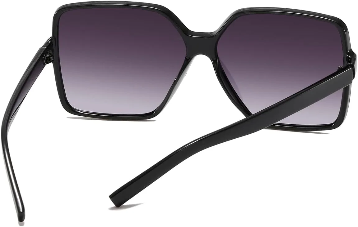 

Стильные женские квадратные солнцезащитные очки большого размера, широкие модные очки для женщин и мужчин, 100% защита от УФ-излучения aisswzber, Black&grey