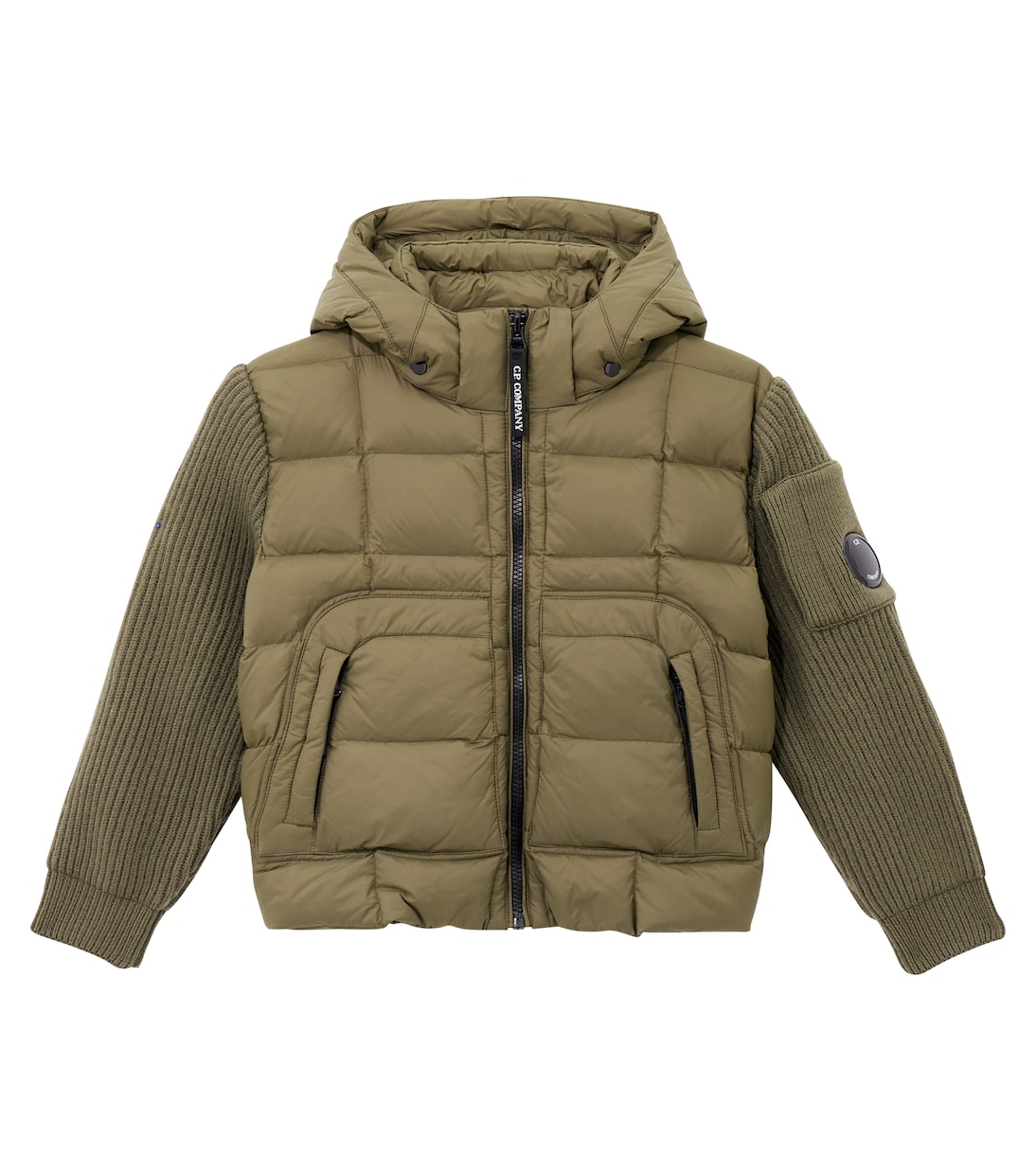 

Пуховик с ребристым узором Lens C.P. Company Kids, Caper Green