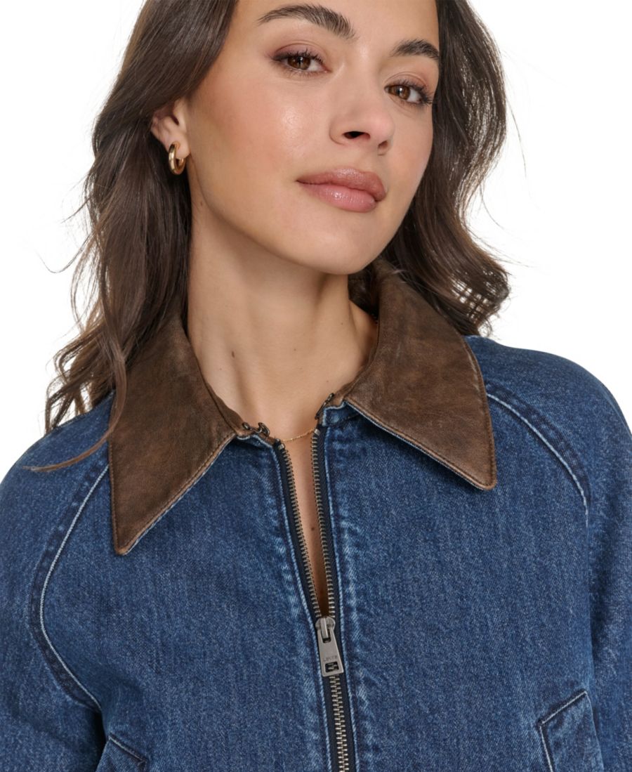 Женская куртка-бомбер с передней молнией Levi's, Dark Wash Denim — фото 3